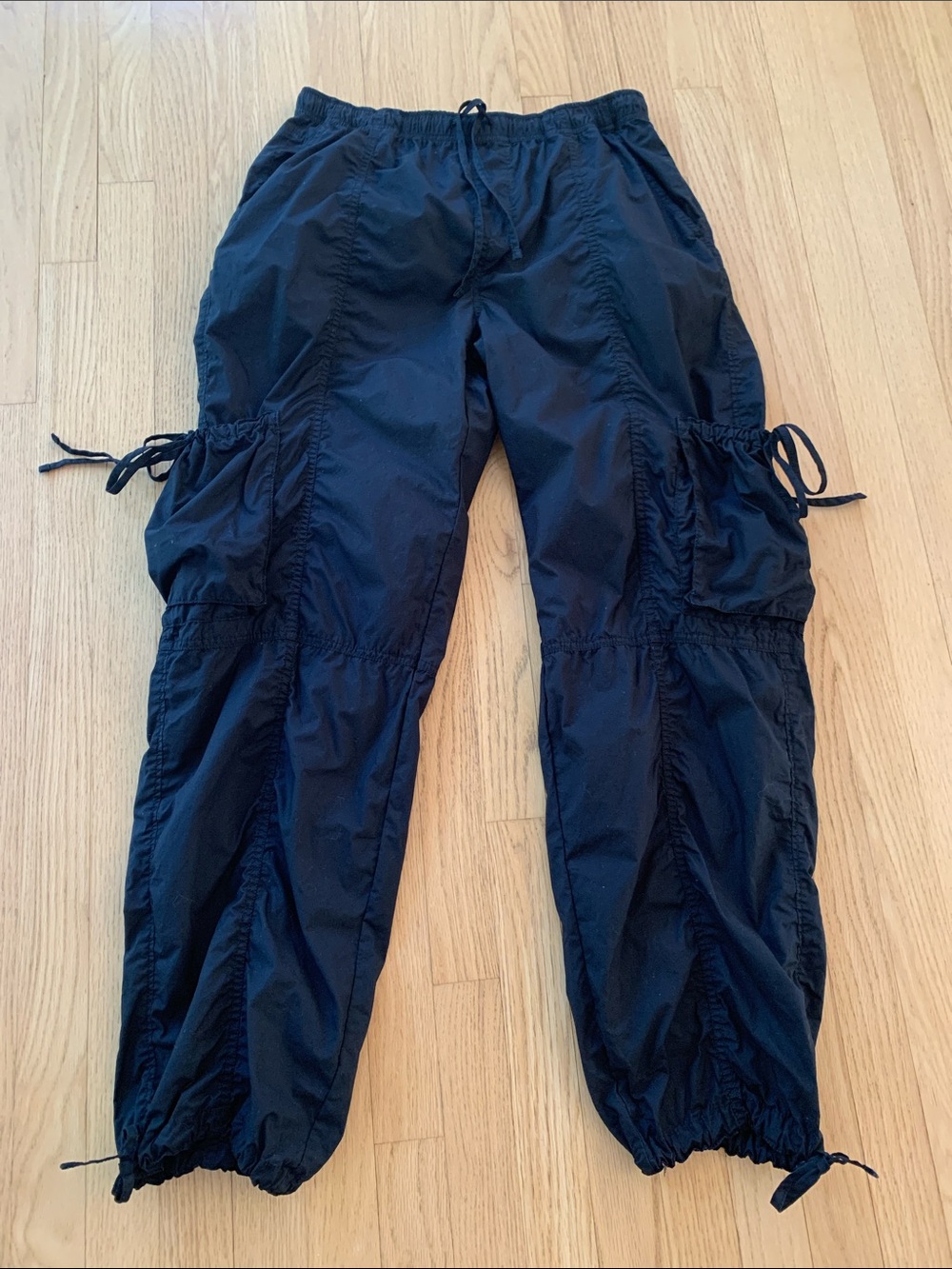 Abercrombie & Fitch Baggy Parachute Cargo Pants Black Medium Streetwear Utility